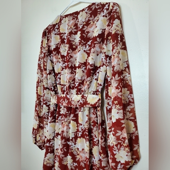 Womens Floral Boho Faux Wrap Midi Dress Size Small - Picture 15 of 16